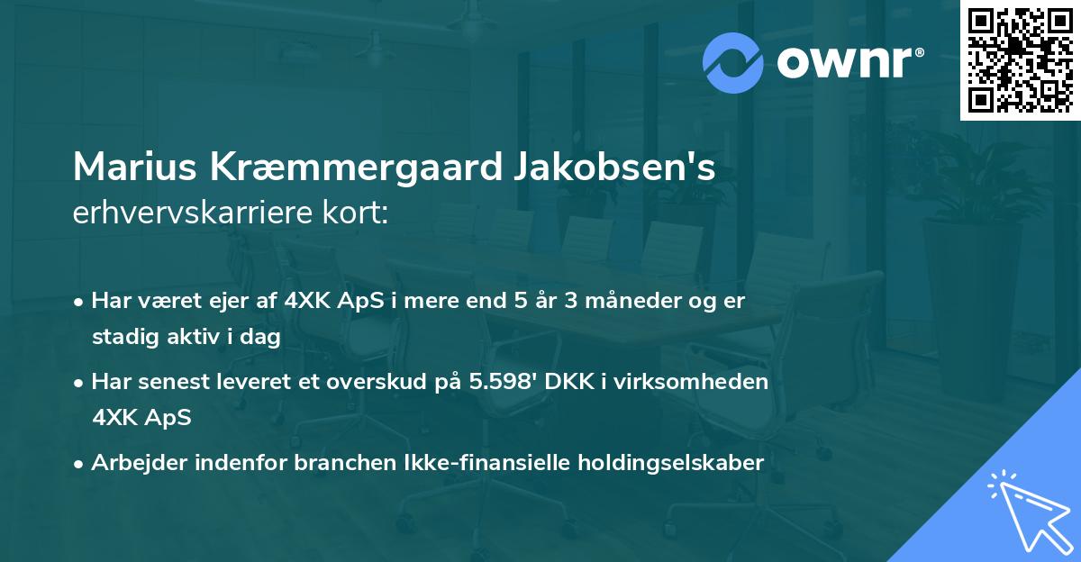 Marius Kræmmergaard Jakobsen's erhvervskarriere kort