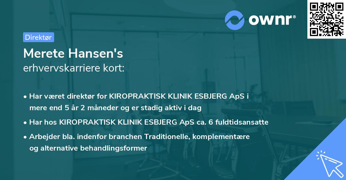 Merete Hansen's erhvervskarriere kort