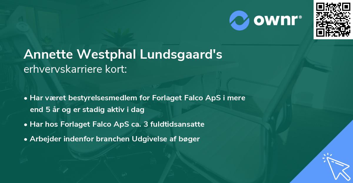 Annette Westphal Lundsgaard's erhvervskarriere kort