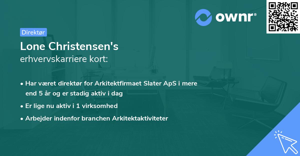 Lone Christensen's erhvervskarriere kort