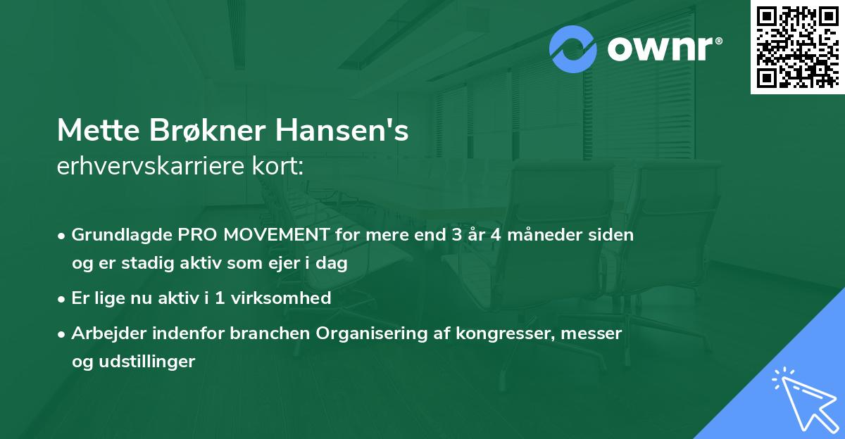 Mette Brøkner Hansen's erhvervskarriere kort