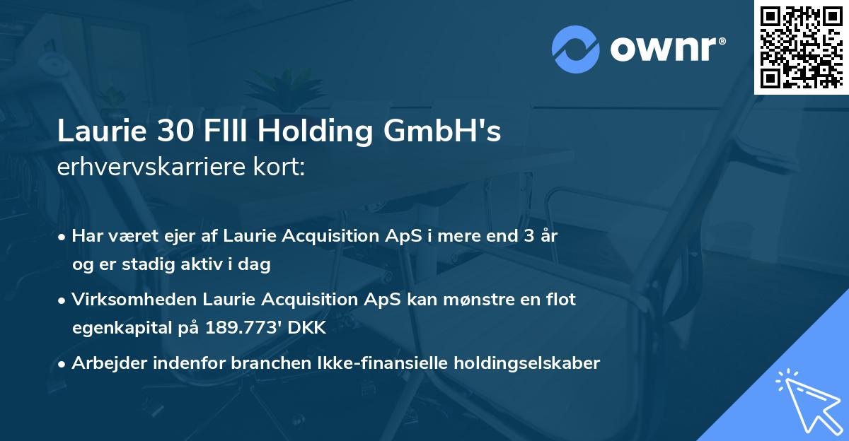 Laurie 30 FIII Holding GmbH's erhvervskarriere kort
