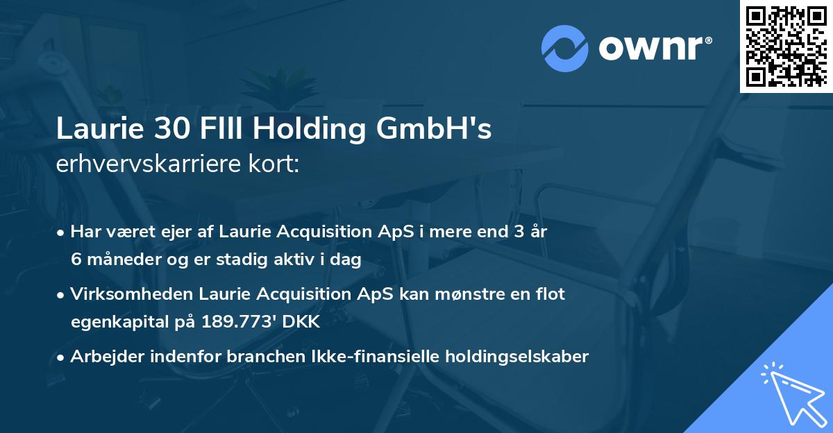 Laurie 30 FIII Holding GmbH's erhvervskarriere kort