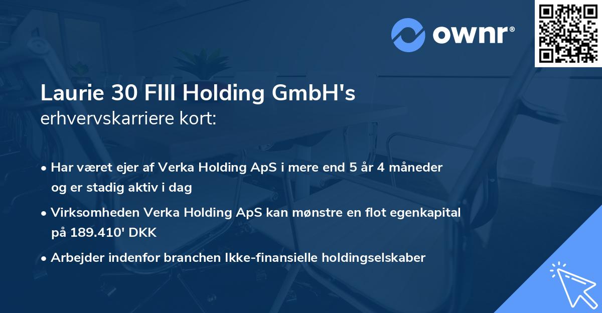 Laurie 30 FIII Holding GmbH's erhvervskarriere kort