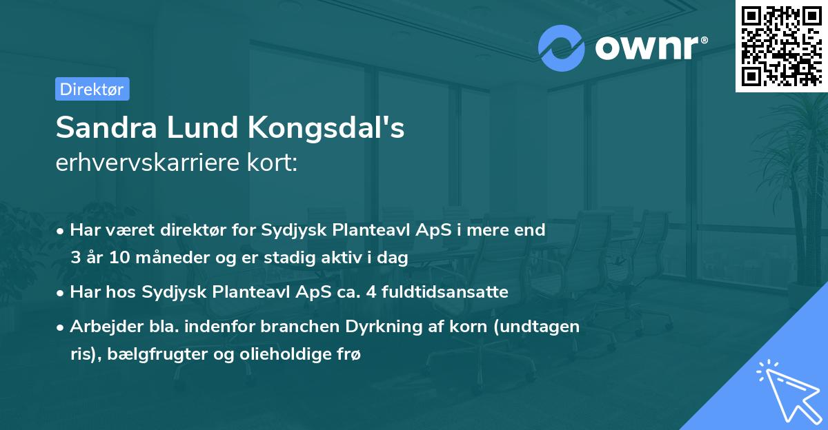 Sandra Lund Kongsdal's erhvervskarriere kort