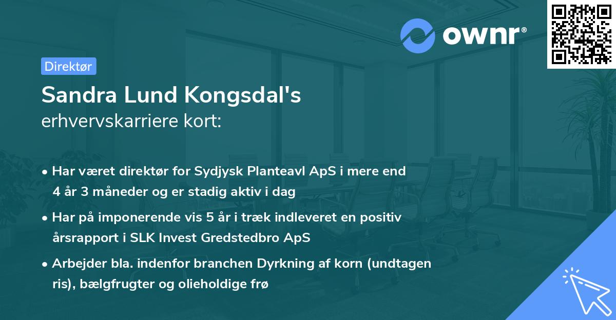 Sandra Lund Kongsdal's erhvervskarriere kort
