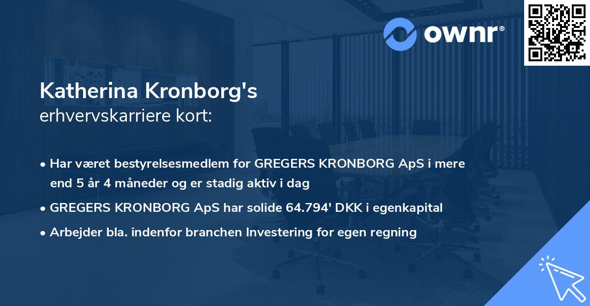 Katherina Kronborg's erhvervskarriere kort
