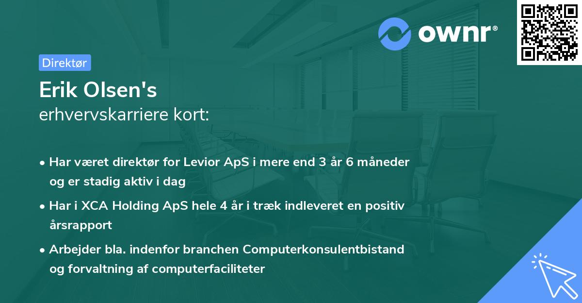 Erik Olsen's erhvervskarriere kort