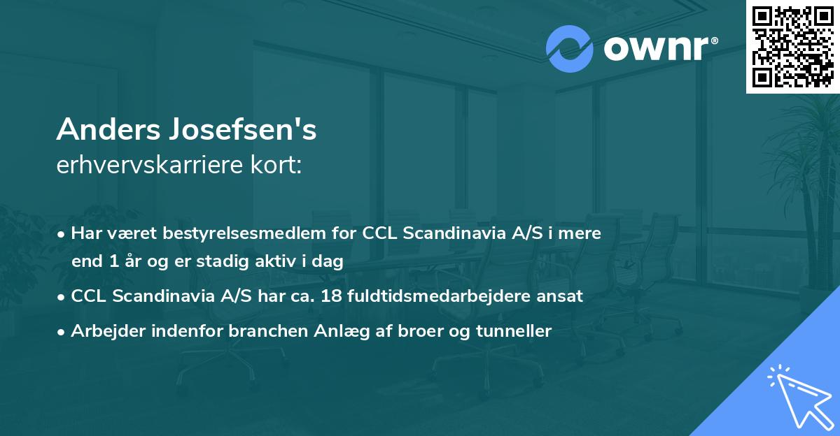 Anders Josefsen's erhvervskarriere kort