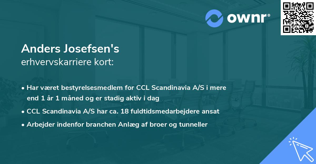 Anders Josefsen's erhvervskarriere kort
