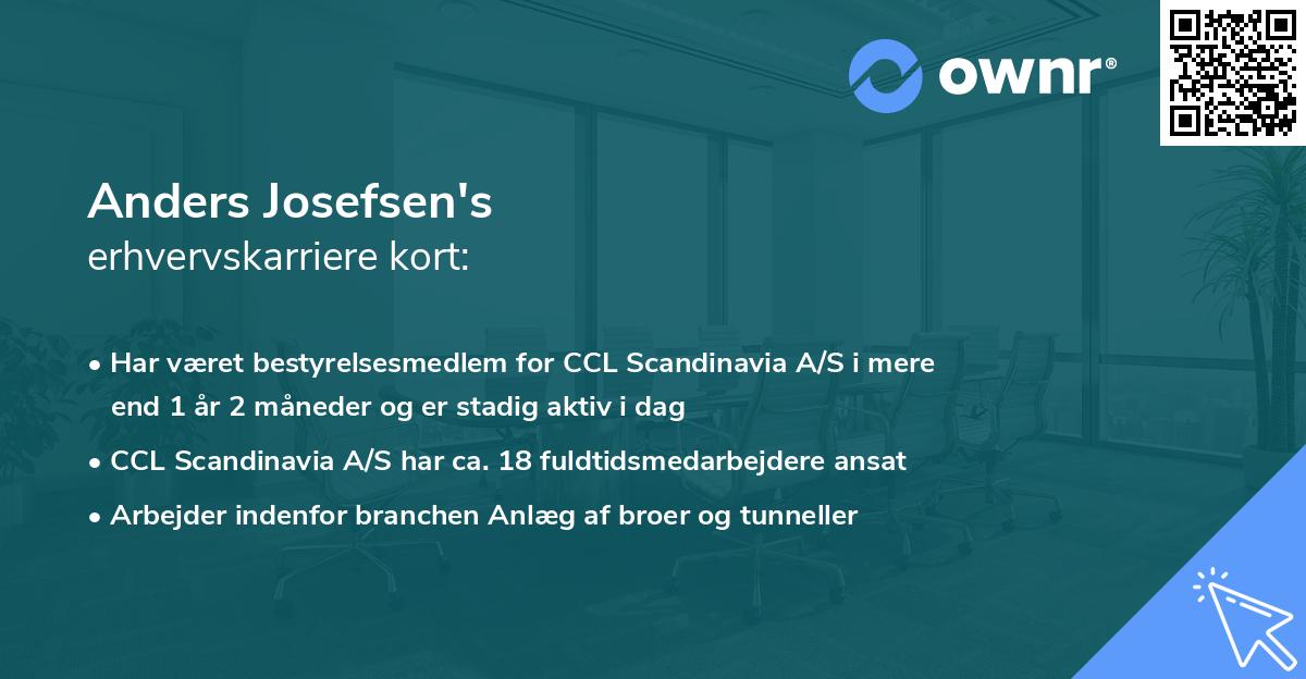 Anders Josefsen's erhvervskarriere kort