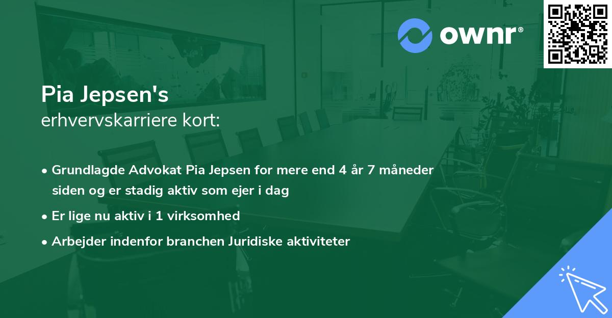 Pia Jepsen's erhvervskarriere kort