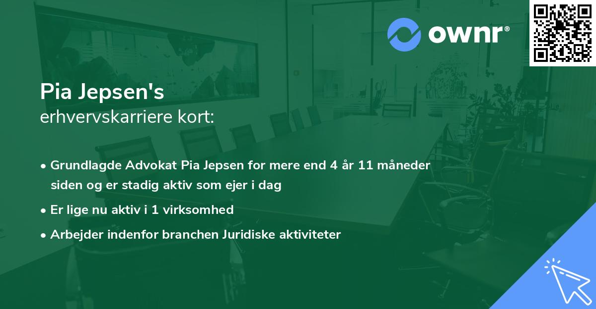 Pia Jepsen's erhvervskarriere kort