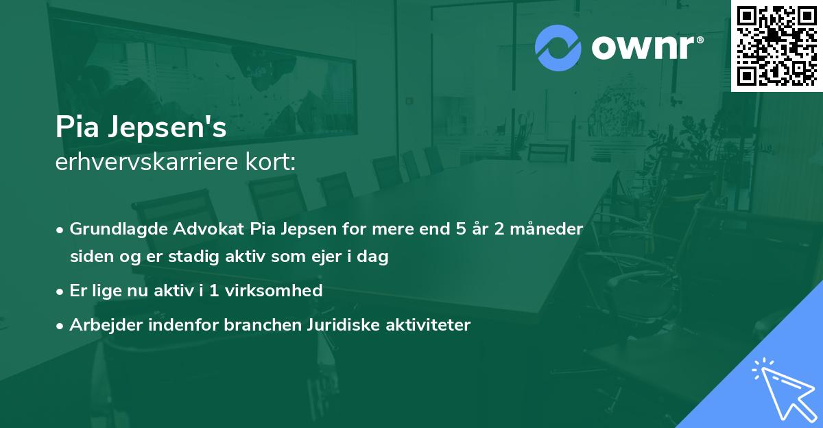 Pia Jepsen's erhvervskarriere kort
