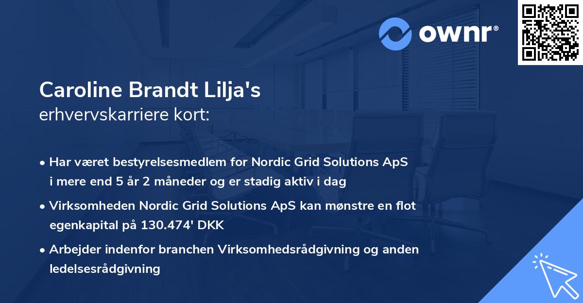 Caroline Brandt Lilja's erhvervskarriere kort