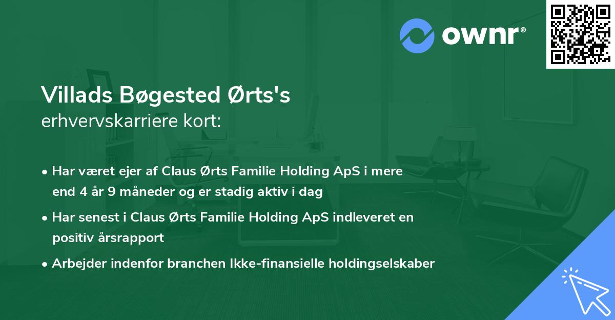 Villads Bøgested Ørts's erhvervskarriere kort