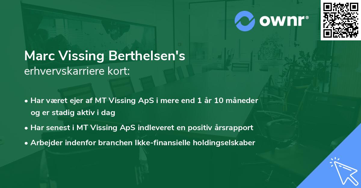 Marc Vissing Berthelsen's erhvervskarriere kort