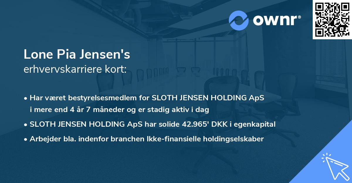 Lone Pia Jensen's erhvervskarriere kort