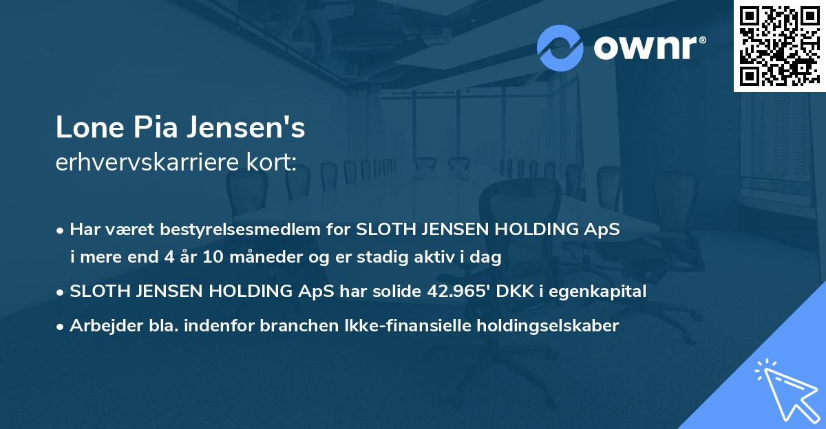 Lone Pia Jensen's erhvervskarriere kort
