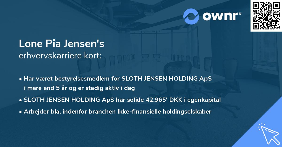 Lone Pia Jensen's erhvervskarriere kort