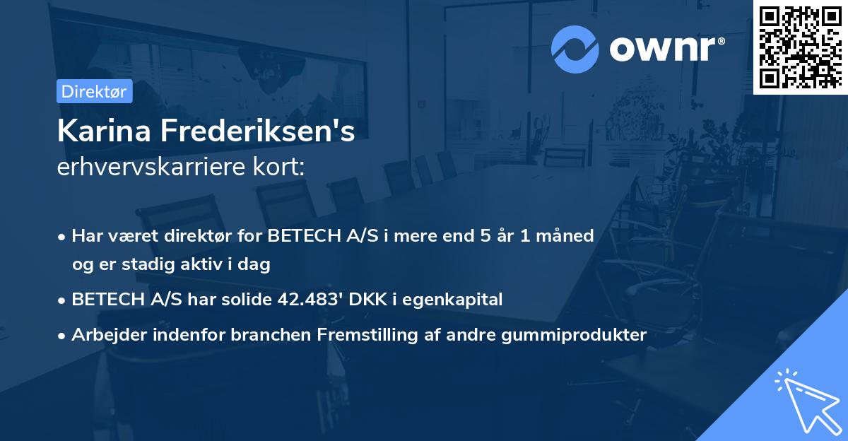 Karina Frederiksen's erhvervskarriere kort