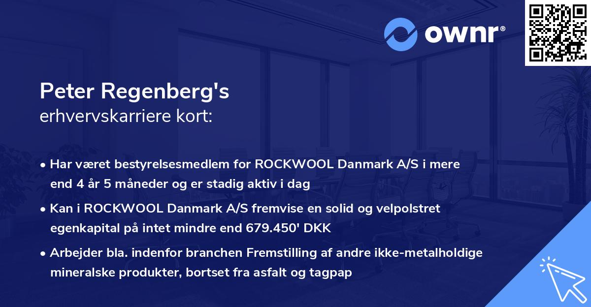 Peter Regenberg's erhvervskarriere kort