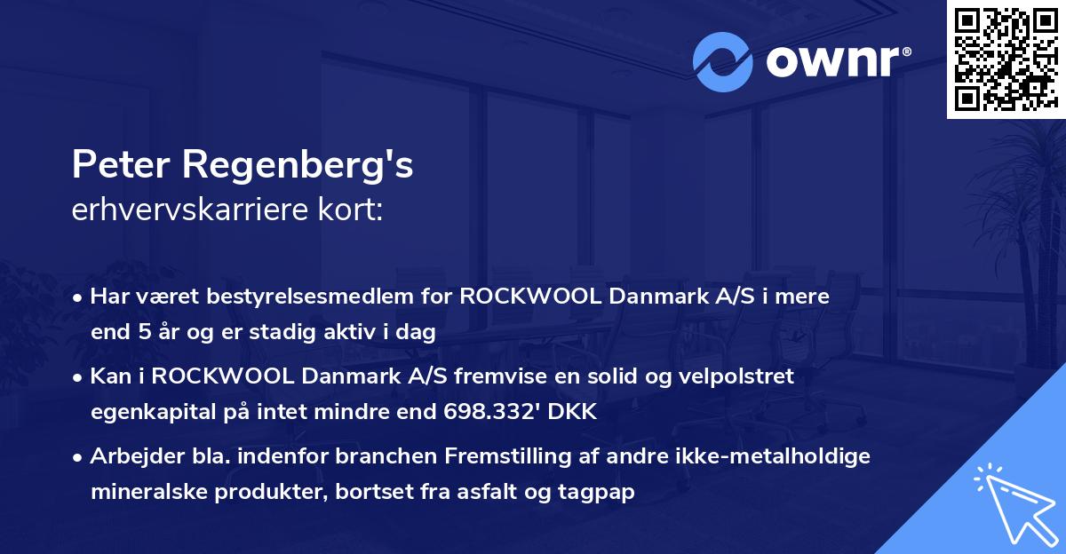 Peter Regenberg's erhvervskarriere kort