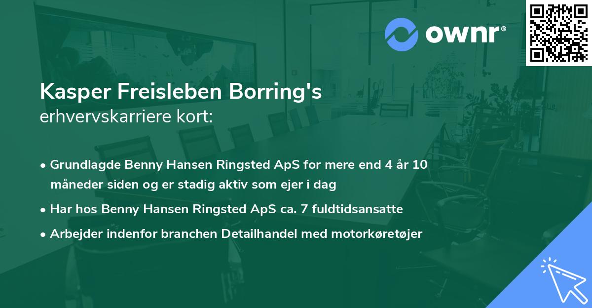 Kasper Freisleben Borring's erhvervskarriere kort