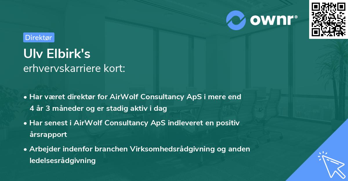 Ulv Elbirk's erhvervskarriere kort