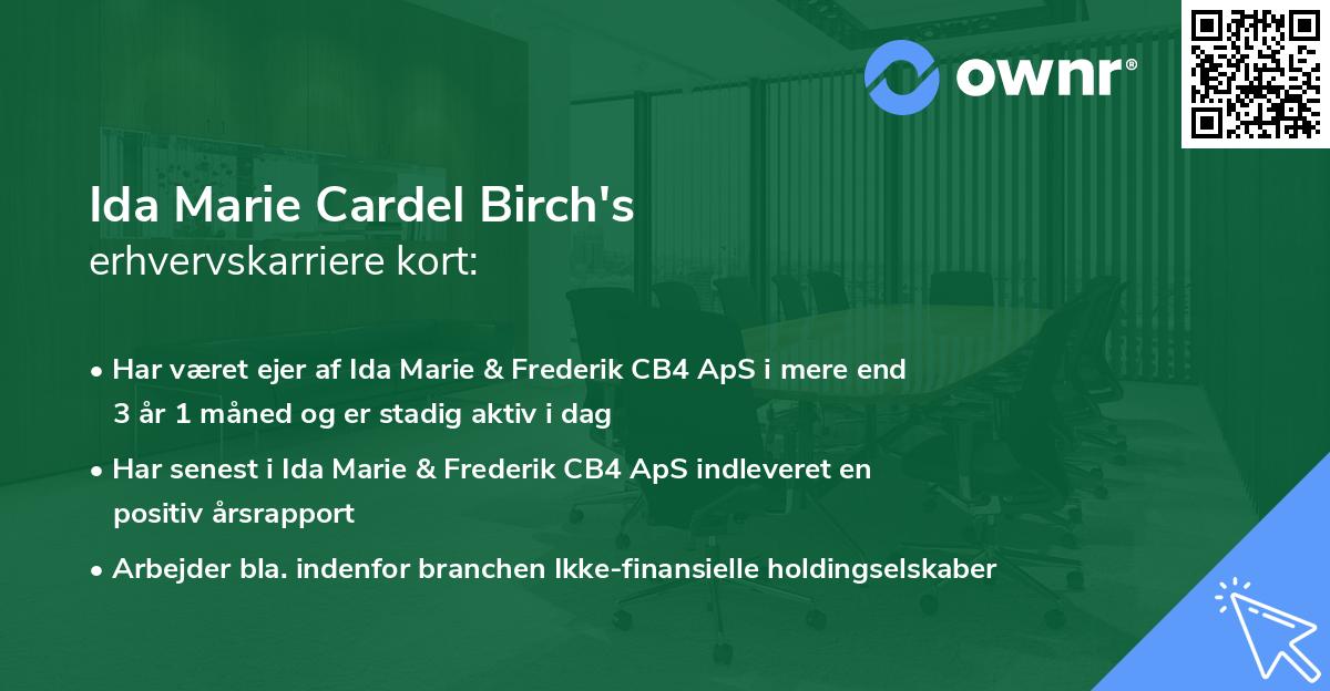 Ida Marie Cardel Birch's erhvervskarriere kort