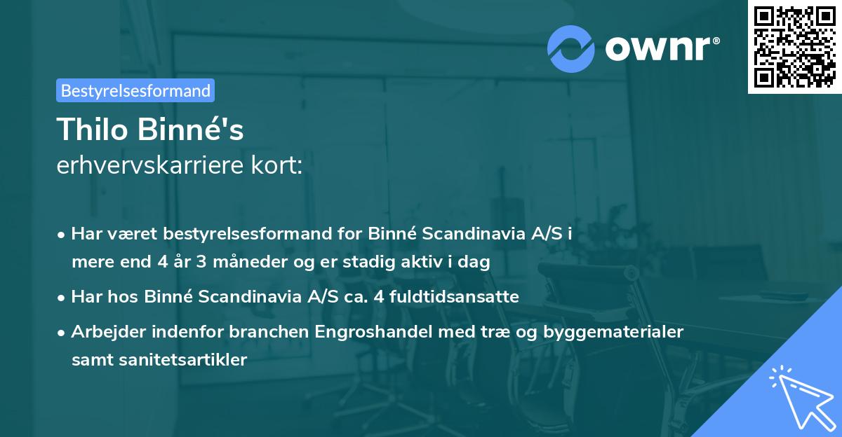 Thilo Binné's erhvervskarriere kort