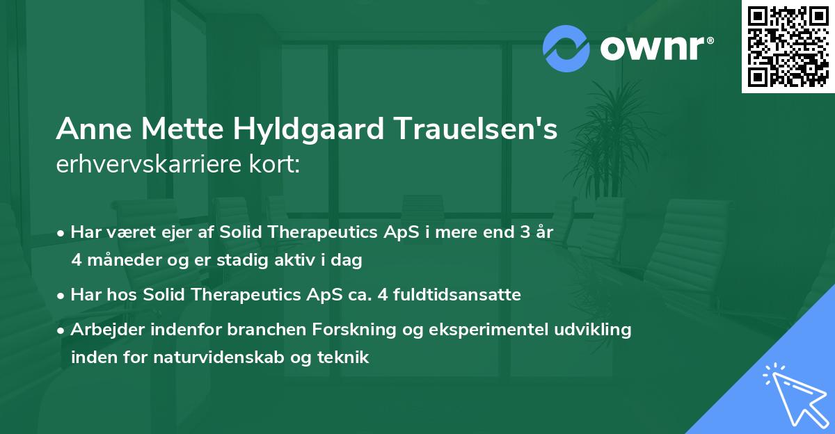 Anne Mette Hyldgaard Trauelsen's erhvervskarriere kort