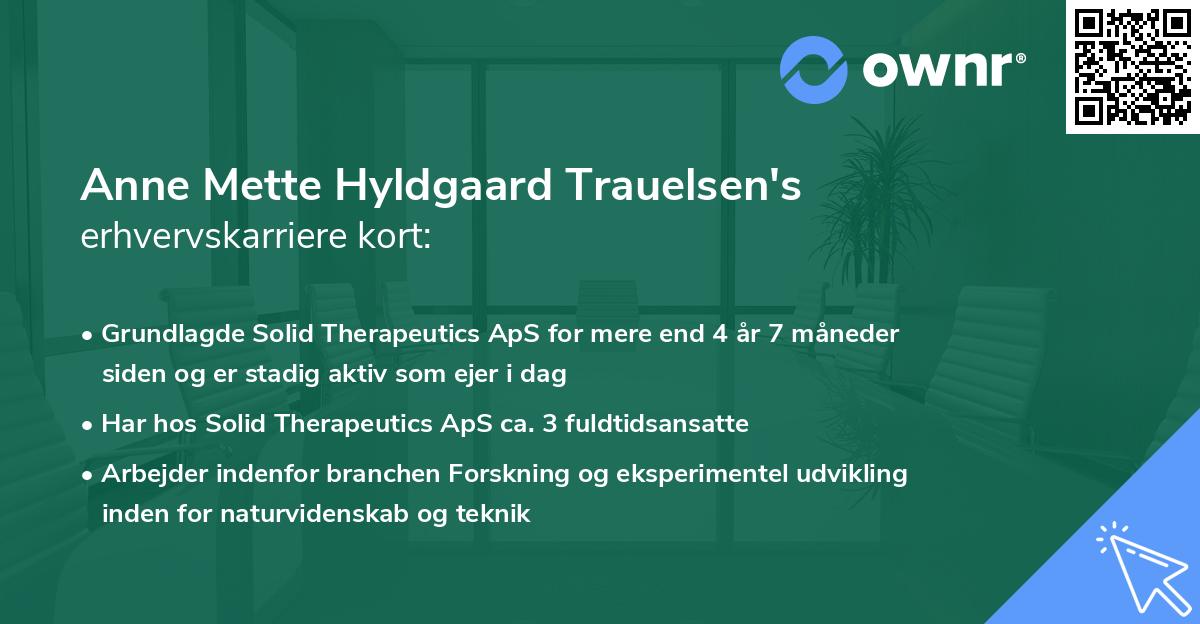 Anne Mette Hyldgaard Trauelsen's erhvervskarriere kort