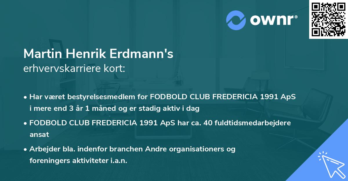 Martin Henrik Erdmann's erhvervskarriere kort