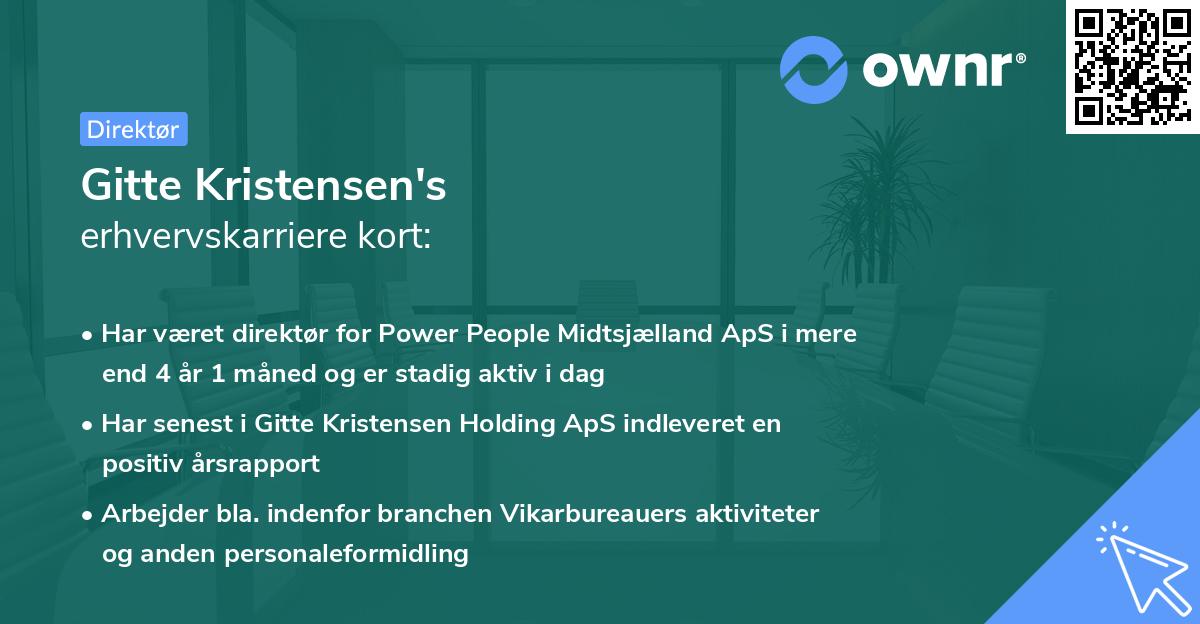 Gitte Kristensen's erhvervskarriere kort