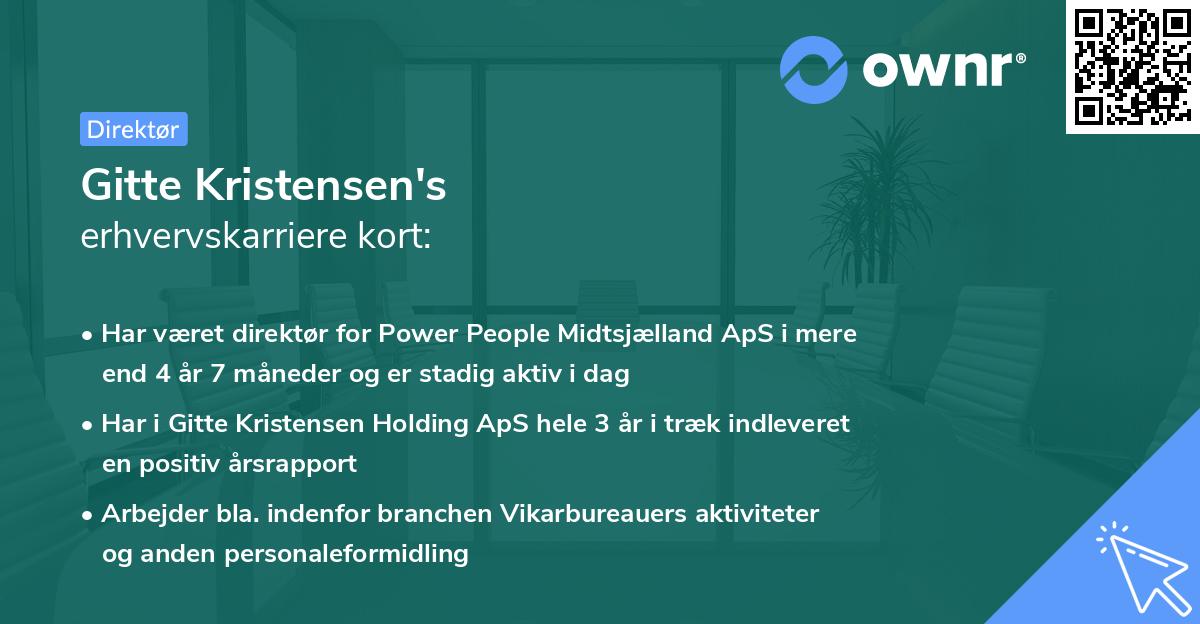 Gitte Kristensen's erhvervskarriere kort