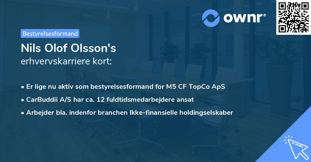 Nils Olof Olsson's erhvervskarriere kort