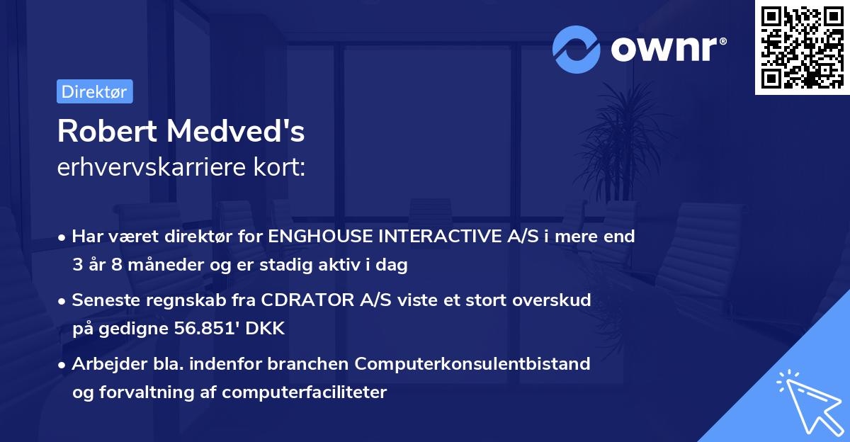 Robert Medved's erhvervskarriere kort