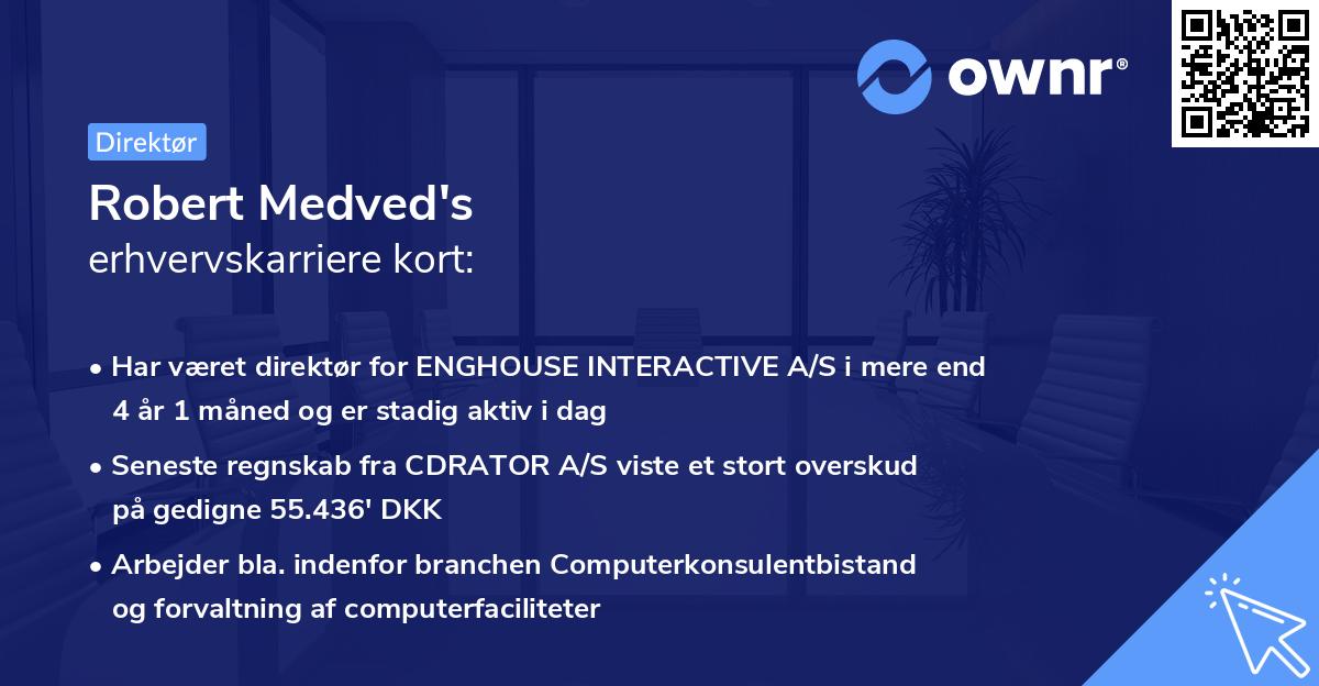 Robert Medved's erhvervskarriere kort