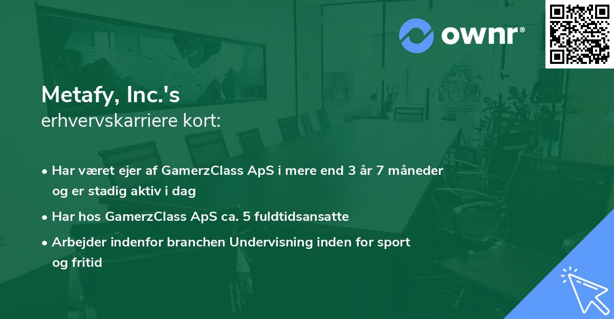 Metafy, Inc.'s erhvervskarriere kort