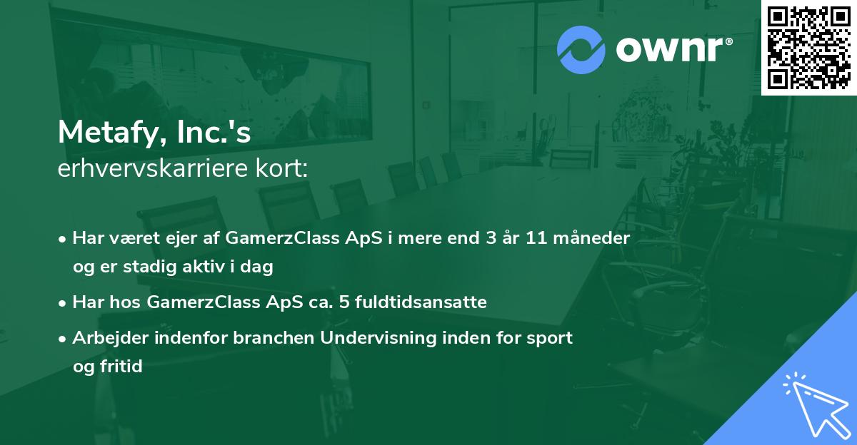 Metafy, Inc.'s erhvervskarriere kort