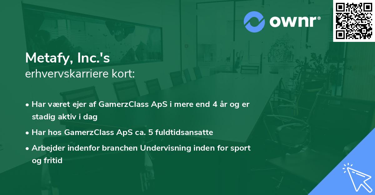 Metafy, Inc.'s erhvervskarriere kort