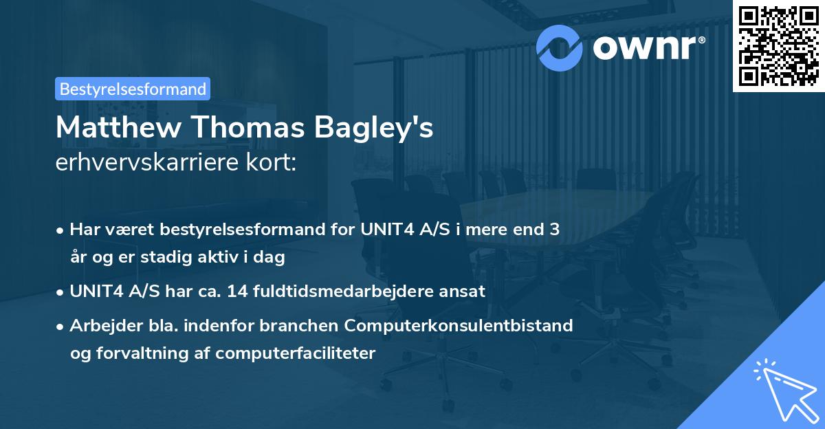 Matthew Thomas Bagley's erhvervskarriere kort