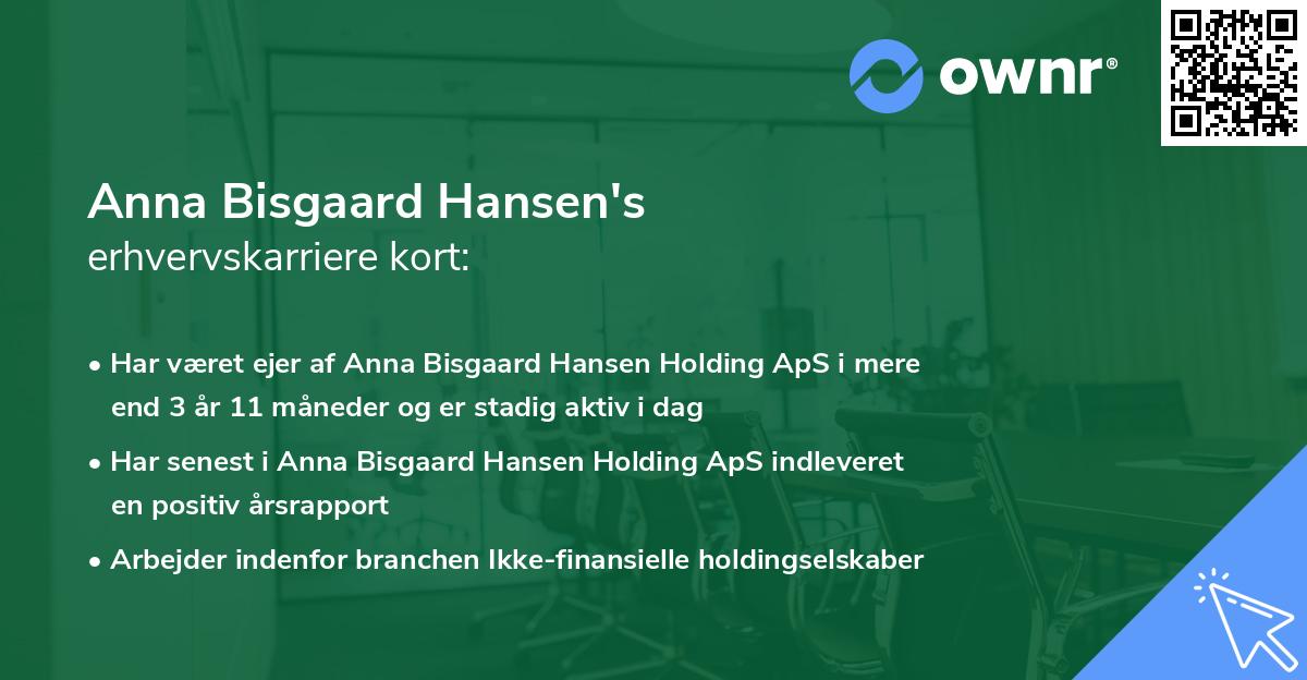 Anna Bisgaard Hansen's erhvervskarriere kort