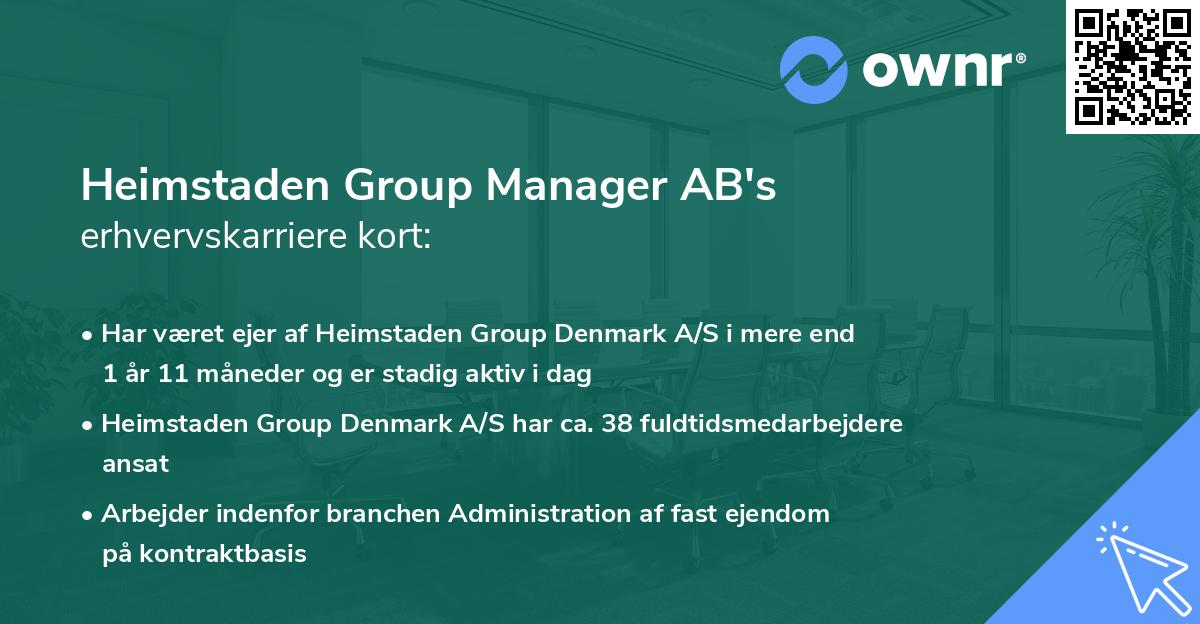 Heimstaden Group Manager AB's erhvervskarriere kort