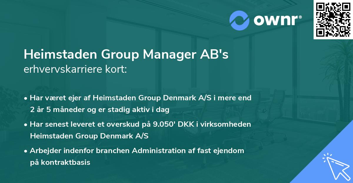 Heimstaden Group Manager AB's erhvervskarriere kort