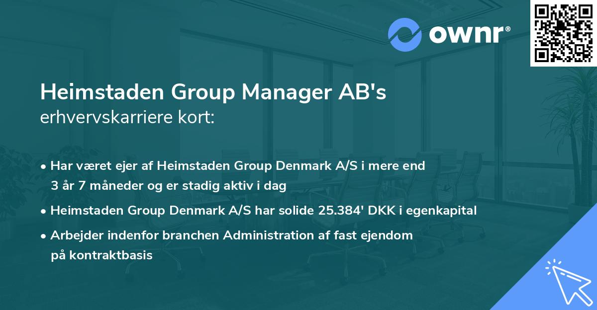 Heimstaden Group Manager AB's erhvervskarriere kort