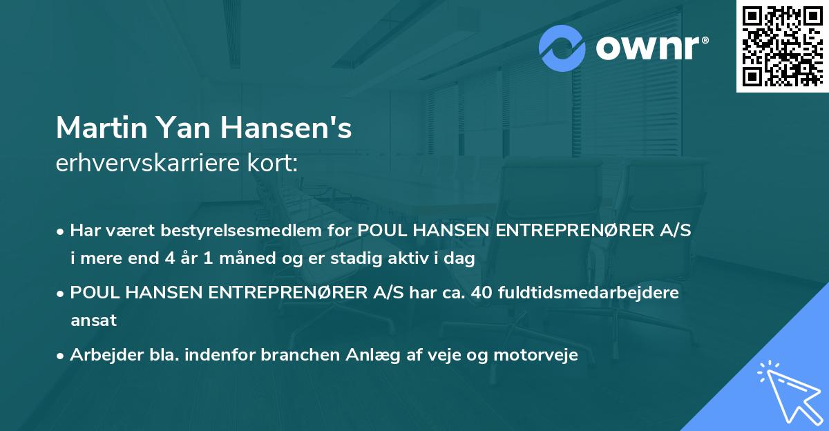 Martin Yan Hansen's erhvervskarriere kort