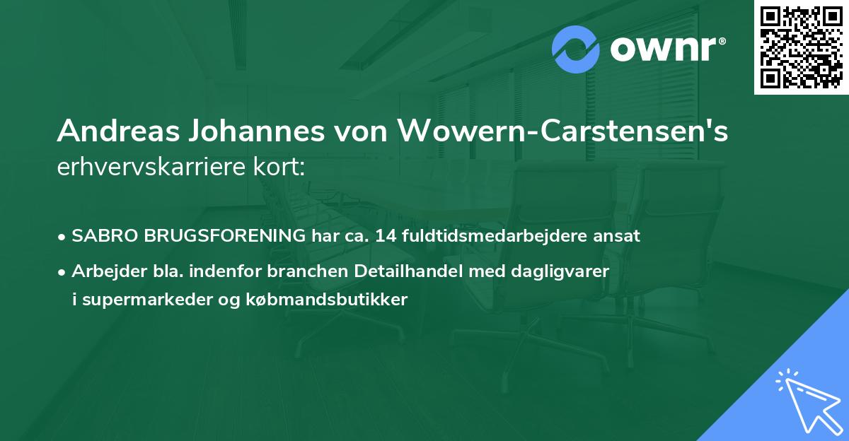 Andreas Johannes von Wowern-Carstensen's erhvervskarriere kort