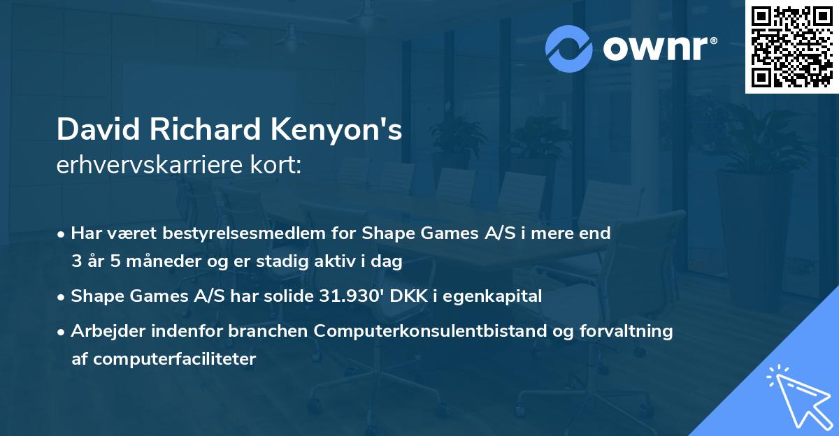 David Richard Kenyon's erhvervskarriere kort